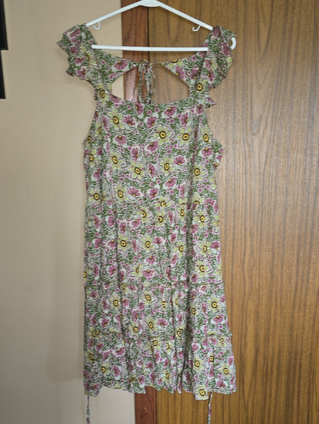 Maurices Olive Green Floral-Trim Tank Dress